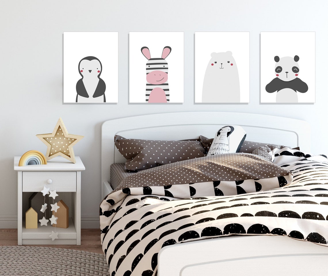 Zoo Animal Nursery Decor Set of Four 11x14 Zoo Nursery Etsy