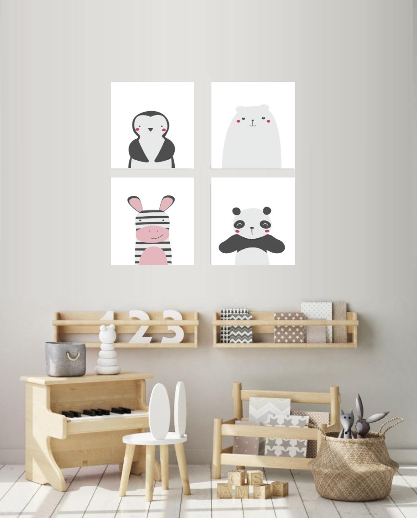 Zoo Animal Nursery Decor Set of Four 11x14 Zoo Nursery Etsy