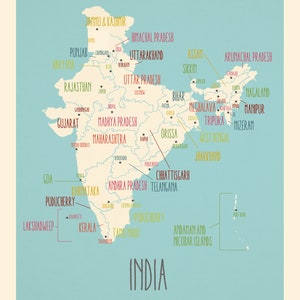 India Map for Kids - Children Travel Decor - Adventure Nursery - Global ...