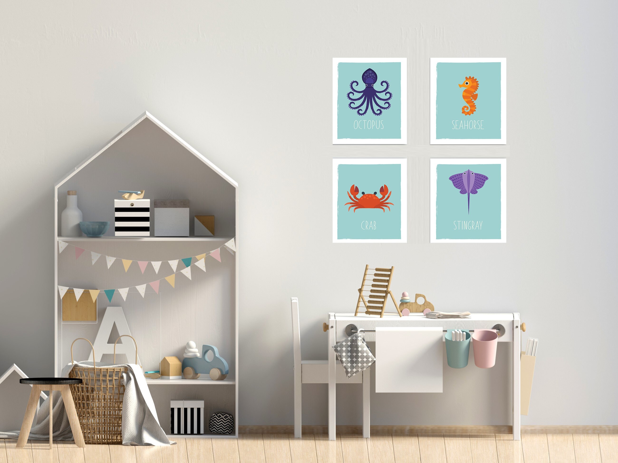 Ocean Nursery Wall Decor Wall Art Nautical Baby Shower Ocean | Etsy