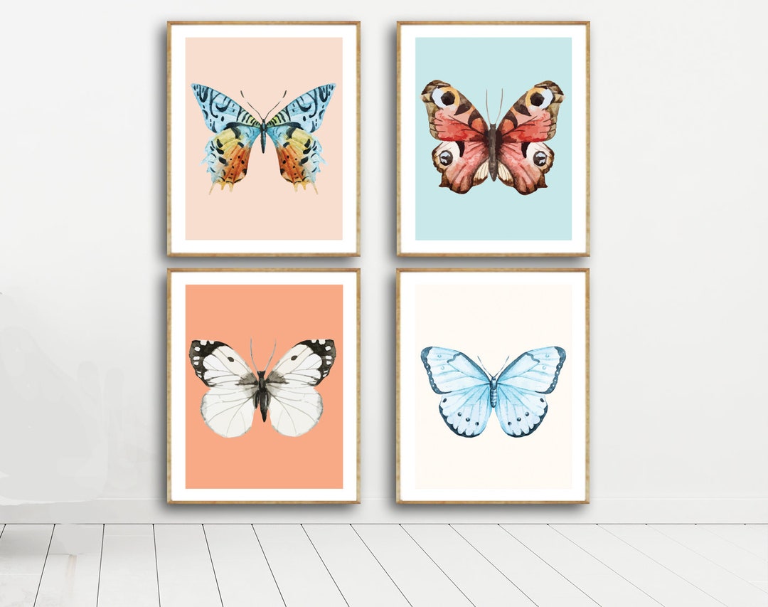 Boho Butterfly Nursery Decor- Set of 4 11x14"- Butterfly Prints ...
