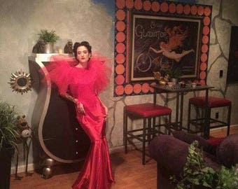 Old Hollywood Dress/Red Dress/Red Carpet Dress/Gala Dress/Party Dress/Classy Dress/Unique Dress/Couture Dress/Maxi Dress