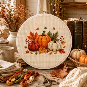 Korsstygnsmönster för höstpumpa i PDF-format, korsstygnsmönster för höstpumpa, diagram för höstskördepumpa, säsongspumpa för Thanksgiving