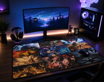 Anime Battle Collage Desk Mat | Manga Characters, Action Scene Montage animee fantasticcc