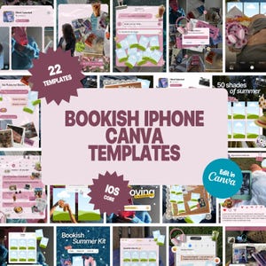 Bookish iPhone Canva Templates für Bookstagram | Notizen App Vorlagen | Instagram UI | Sofort Download