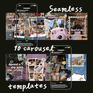 Sömlösa mallar för Canva-karusell i Bookstagram | Bokinspirerade Instagram-inlägg | Canva-paket för innehållsskapare för bokälskare