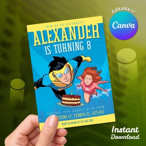 Invincible Season Birthday Invitation | Canva Editable Template (5x7 Digital Download)