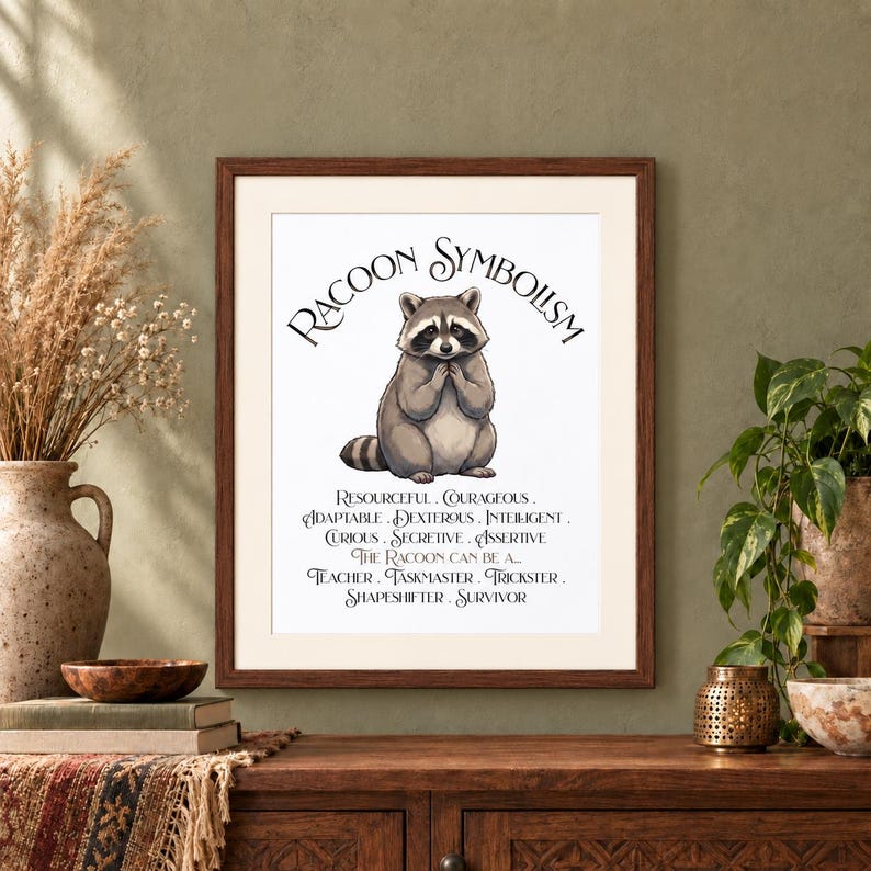 Waschbär-Symbolik, mattes Hochformat-Poster, Kunstdruck mit ...