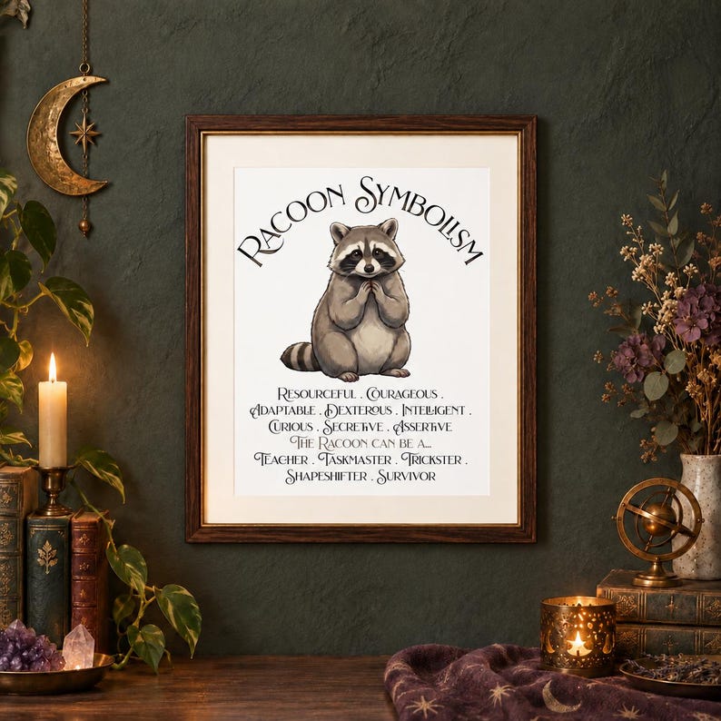 Waschbär-Symbolik, mattes Hochformat-Poster, Kunstdruck mit ...