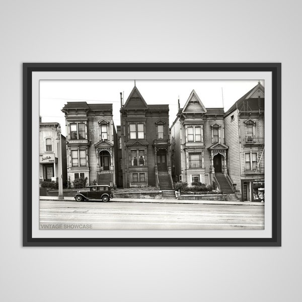 Vintage Photo of Old Historic Houses in San Francisco