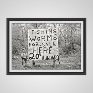 Old Vintage Photo Coca Cola Young Boy Selling Fishing Worms Coke