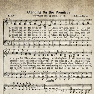 Standing on the Promises Hymn Print Sheet Music Art Hymn Art Hymnal Sheet Home Decor Music Sheet ...