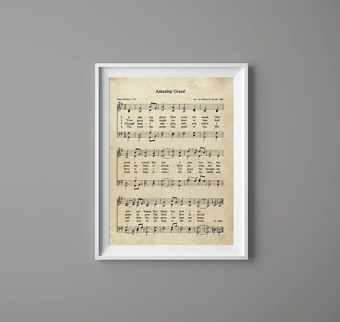 Amazing Grace Hymn Print Sheet Music Art Wall Art Hymn | Etsy