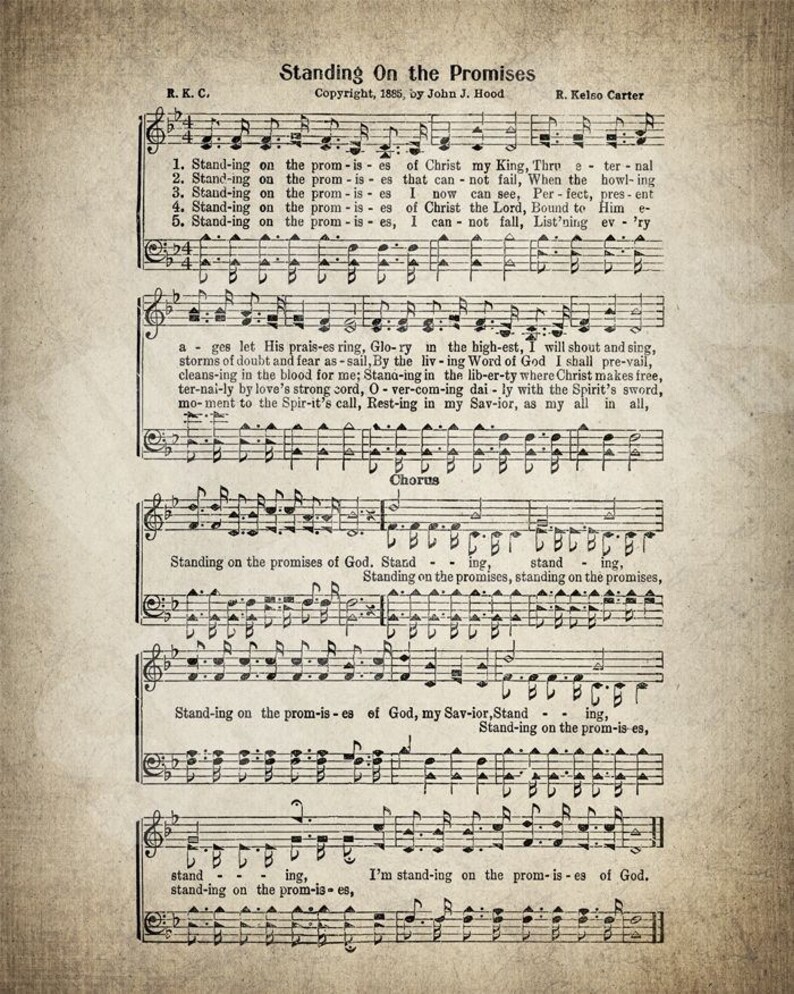 Standing on the Promises Hymn Print Sheet Music Art Hymn - Etsy Canada