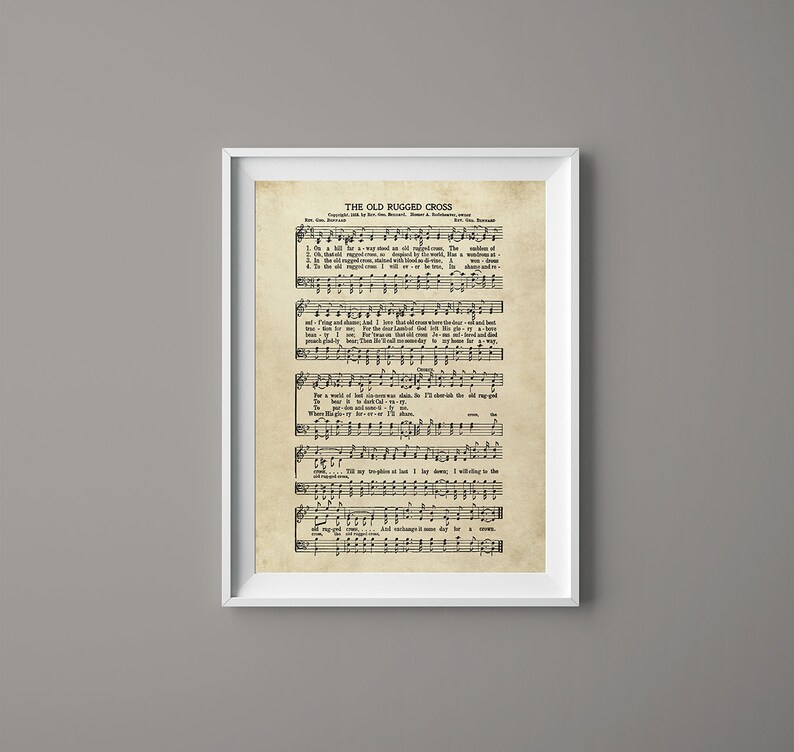 The Old Rugged Cross Hymn Wall Art Sheet Music Art Etsy