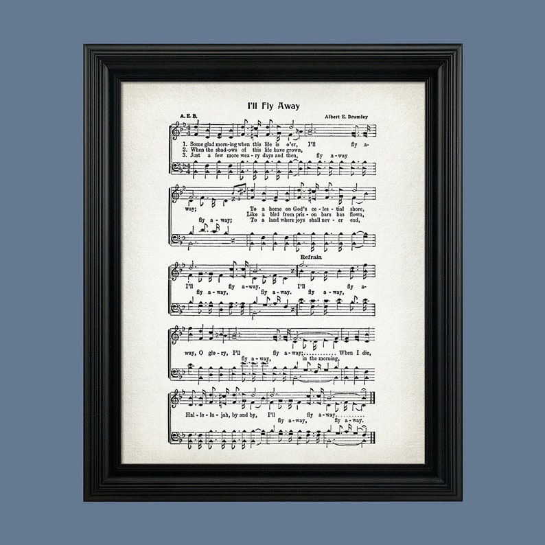 I’ll Fly Away Hymn Print Print Sheet Music Art Hymn | Etsy