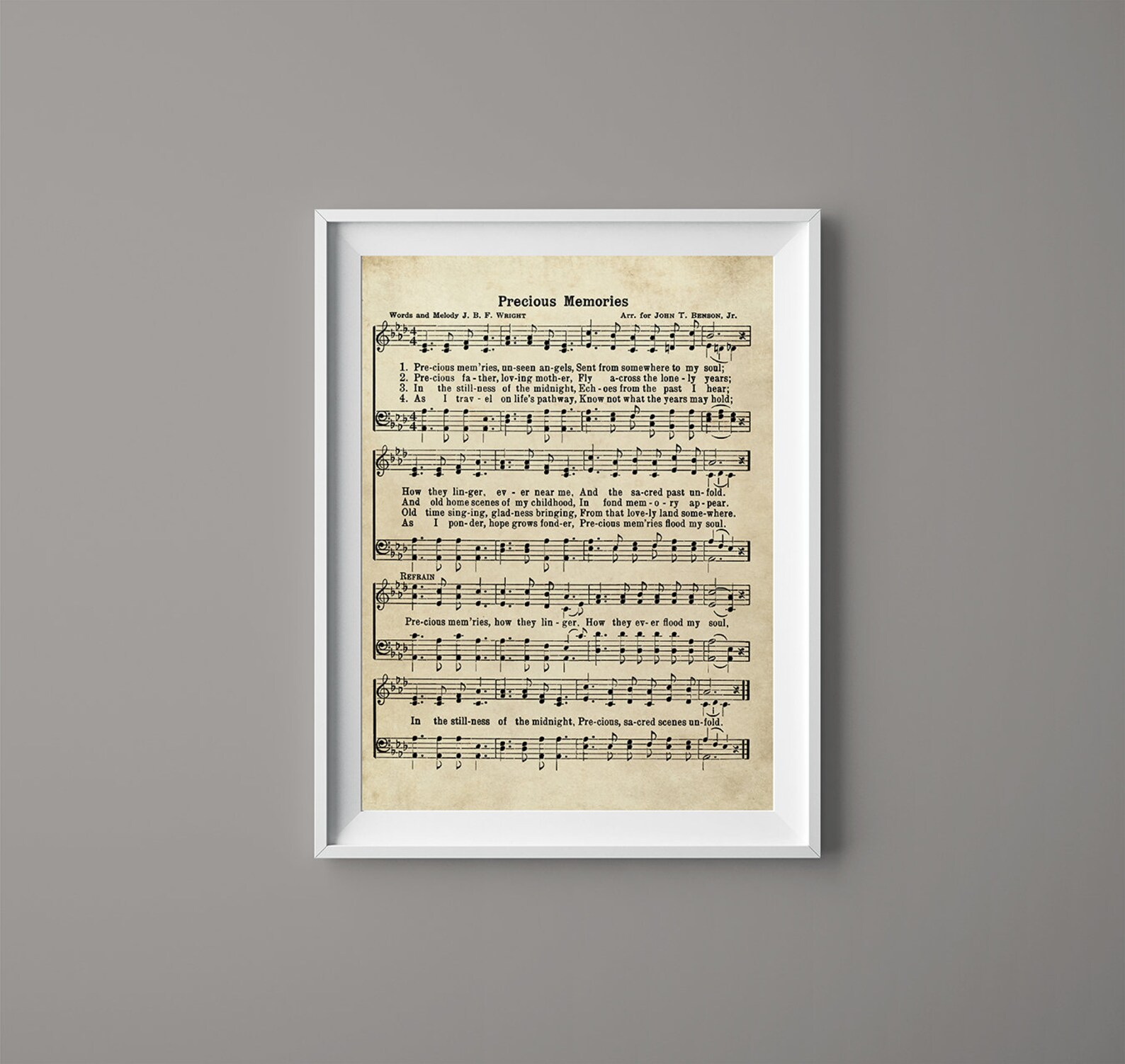 Precious Memories Hymn Print Sheet Music Wall Art Hymn Art - Etsy