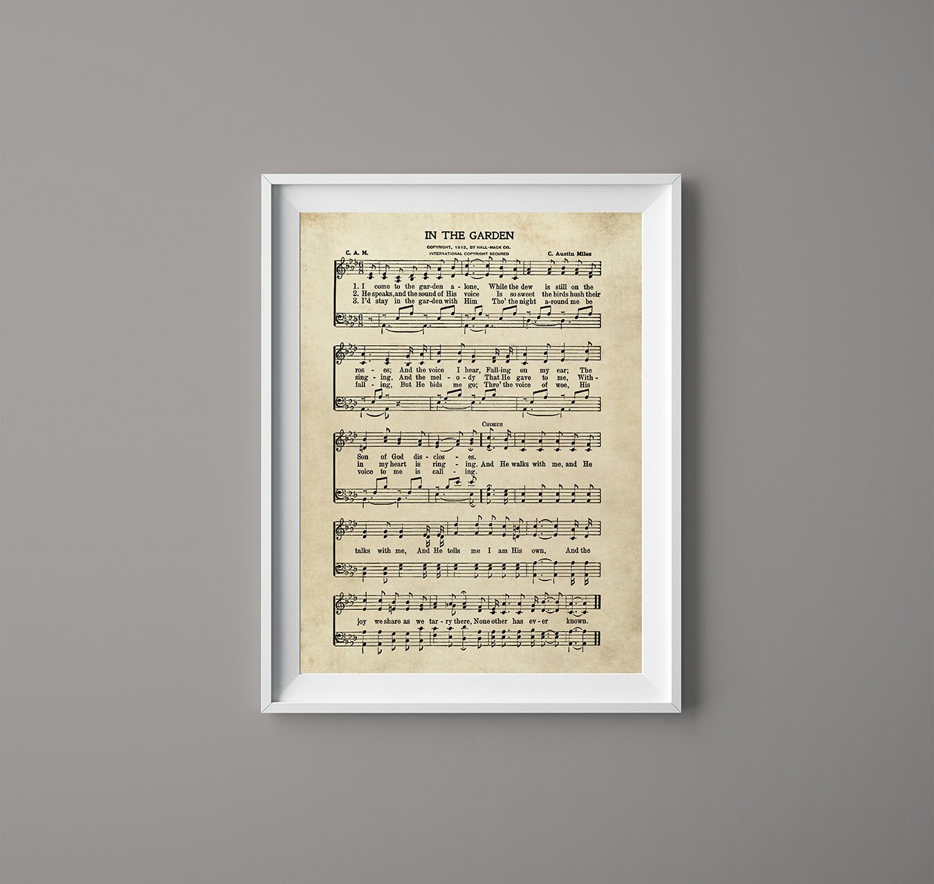 In the Garden Hymn Print Sheet Music Art Hymn Art Hymnal | Etsy