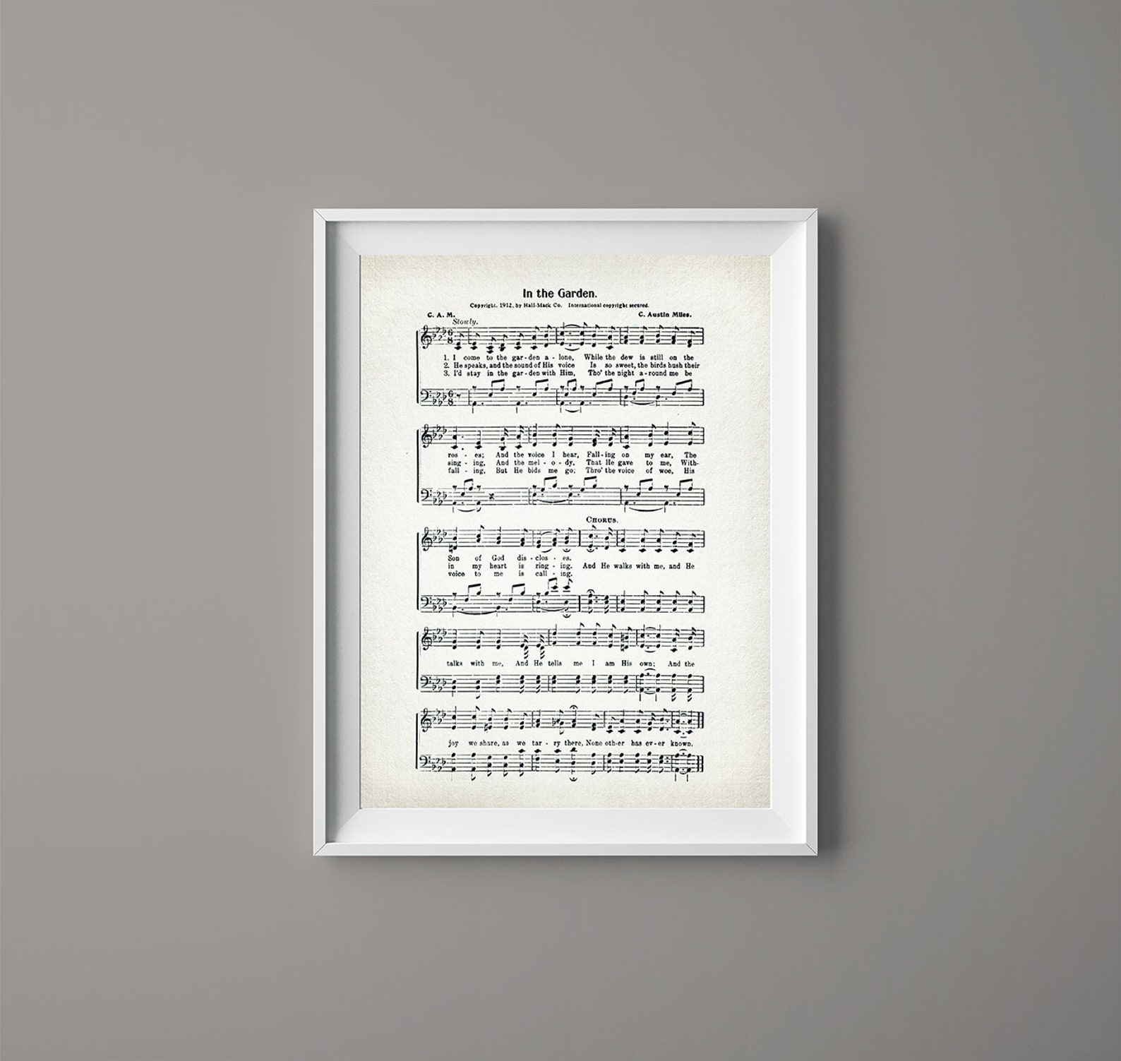 In the Garden Hymn Print Sheet Music Art Hymn Art Hymnal - Etsy