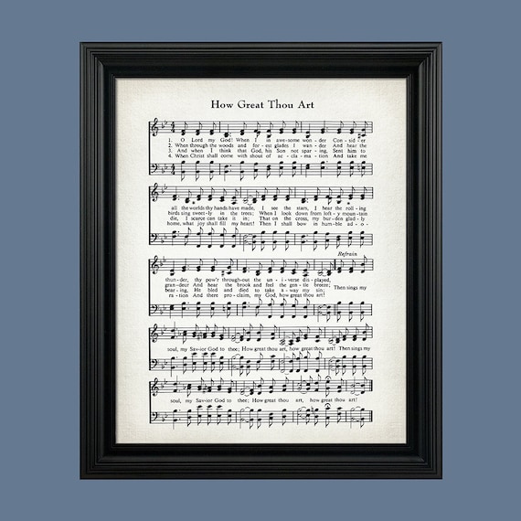 How Great Thou Art Hymn Print Sheet Music Large Wall Art Etsy