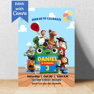 Toy Story 5 Birthday Invitation, Editable Canva Template (Digital Download)