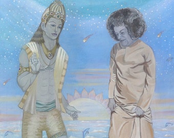 Sathya Sai Baba, selling paintings online "Sai Avatar and Lord Varuna"