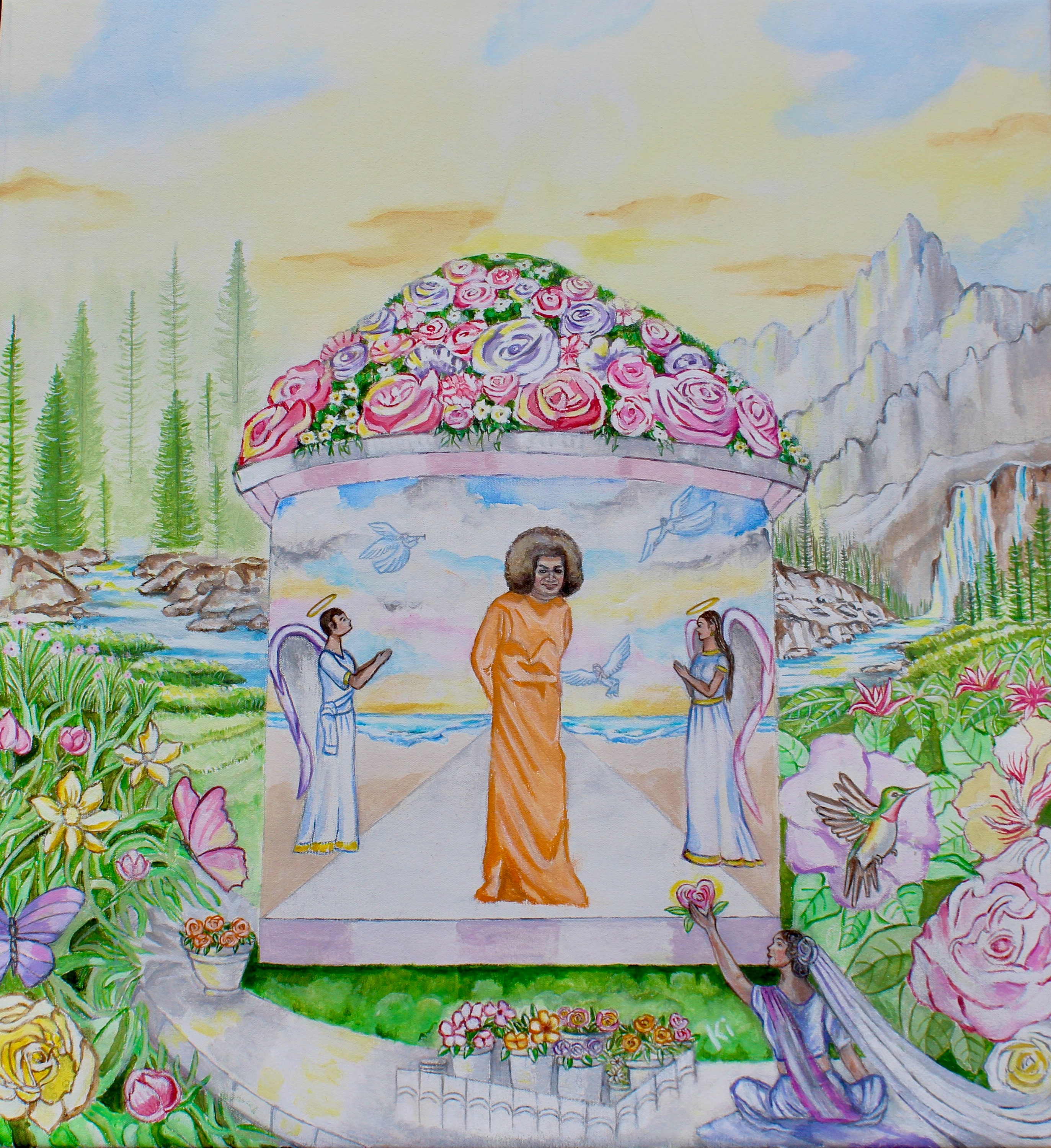 Sathya Sai Baba, Giclee unique art prints, "Garden of my heart"