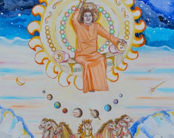 Original acrylic painting on canvas, Sai Surya, Unique one of a kind painting