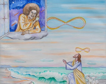 Sathya Sai Baba, selling paintings online. Window on Infinity (He Who Sent Me) Unique one of a kind painting