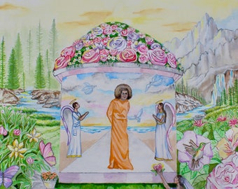 Sathya Sai Baba unique giclee canvas print, "Garden of my heart"