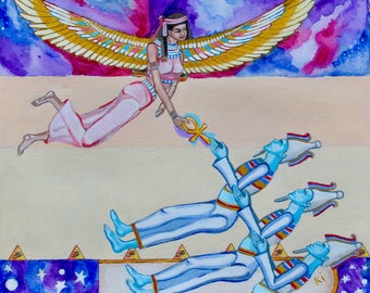 Egyptian Giclee Art prints, Isis and Osiris. "Rise Osiris Rise, we live forever."
