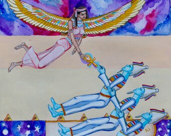 Original Canvas painting "Rise Osiris, Rise, We live forever."