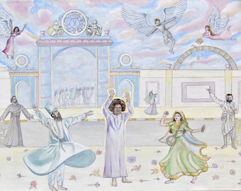 Sathya Sai Baba Giclee Canvas Print, Religious Art