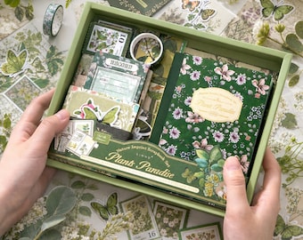 Plants Paradise Journal Kit with A6 Notebook & 180 Botanical Stickers for Nature Scrapbooking