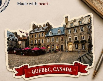 Québec Old Town Sticker – Québec City Travel Sticker, Vintage Canada Vinyl Sticker, Waterproof Laptop Sticker, Travel Keepsake Gift