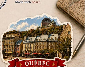 Old Québec City Sticker – Old Québec Travel Sticker, Vintage Canada, Vinyl, Vieux Quebec, Waterproof Laptop Sticker, Travel Keepsake Gift