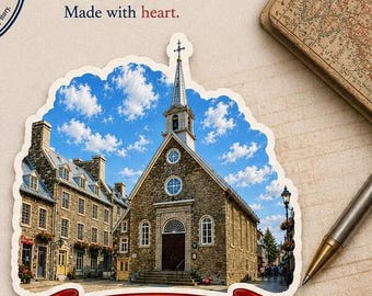 Notre-Dame des Victoires Sticker – Old Québec Travel, Vintage Church Vinyl, Waterproof Laptop Sticker, Keepsake Gift