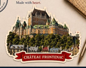 Château Frontenac larger Sticker – Québec City Travel Sticker, Vintage Canada Vinyl Sticker, Waterproof Laptop Sticker, Travel Keepsake Gift
