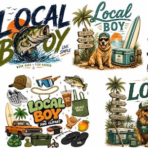 Local Boy PNG, Coastal Dog Beach PNG, Retro Surf Shirt Design, Golden Retriever PNG, Summer Boy Sublimation, Local Boy Png Bundle, Hunting image 5