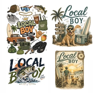 Local Boy PNG, Coastal Dog Beach PNG, Retro Surf Shirt Design, Golden Retriever PNG, Summer Boy Sublimation, Local Boy Png Bundle, Hunting