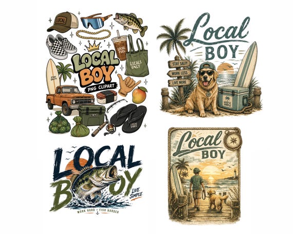 Local Boy PNG, Coastal Dog Beach PNG, Retro Surf Shirt Design, Golden Retriever PNG, Summer Boy Sublimation, Local Boy Png Bundle, Hunting