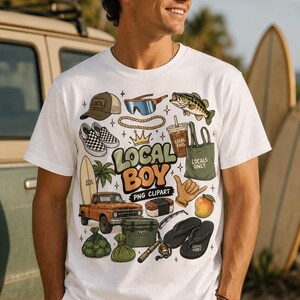 Local Boy PNG, Coastal Dog Beach PNG, Retro Surf Shirt Design, Golden Retriever PNG, Summer Boy Sublimation, Local Boy Png Bundle, Hunting image 3