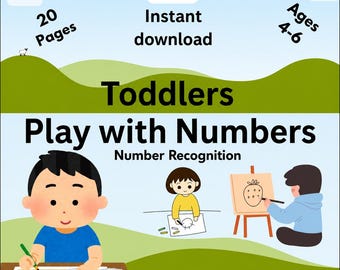 Toddlers Play with Numbers Printable | Ages 4-6 Number Recognition Worksheets (Instant Download)
