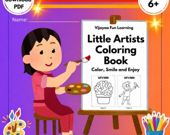 Little Artists Coloring Book  | Ages 6+ | Instant download PDF | Digital Coloring Sheets.