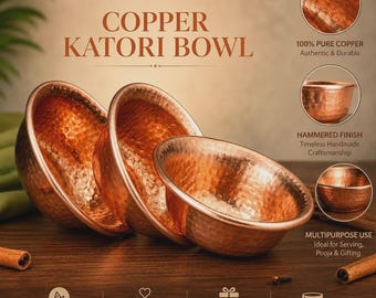 Handgemaakte offerschaal van gehamerd koper, decor boeddhistisch altaar, meditatie