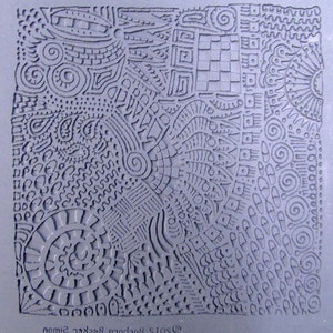 Texture Plate, for Metal Clay / Polymer clay, "Doodle", Original Design by Barbara Becker Simon