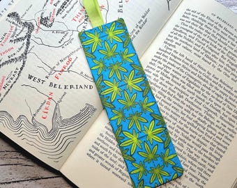 Fabric Bookmark • cannabis • pot leaves • marijuana • HANDMADE