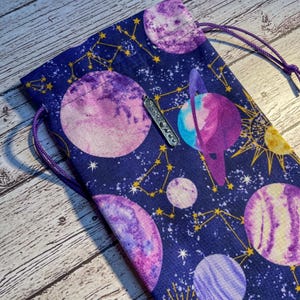 Pochette de tarot cosmique • Pochette pour carte Oracle avec signes du zodiaque • Pochette à cordon