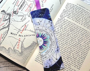 Fabric Bookmark • Astrology Chart • HANDMADE