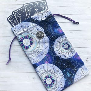 Pochette de tarot astrologique • Pochette pour carte Oracle des signes du zodiaque • Pochette à cordon